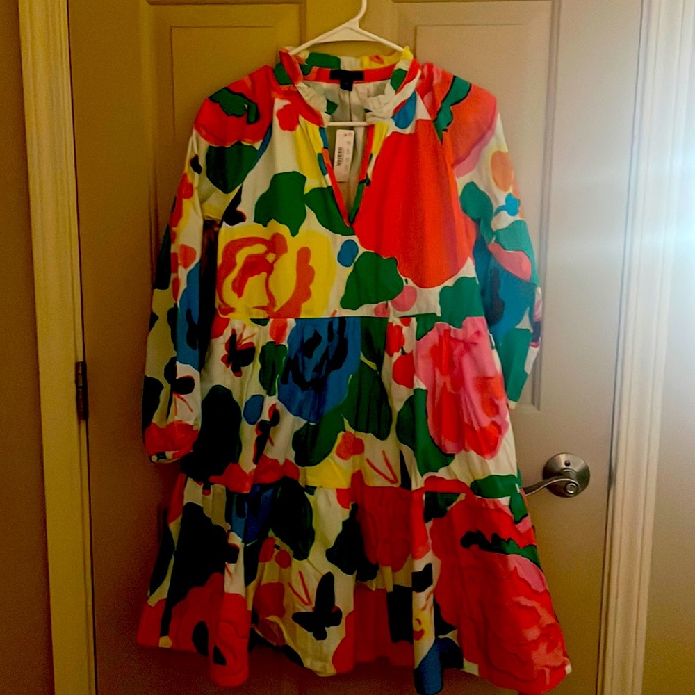 JCREW babydoll dress with pockets bright multicolored